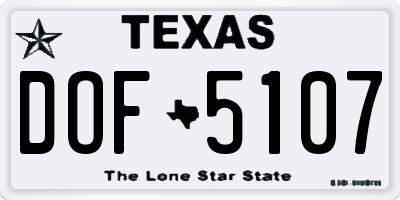 TX license plate DOF5107