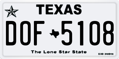 TX license plate DOF5108