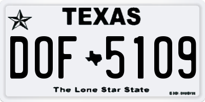 TX license plate DOF5109