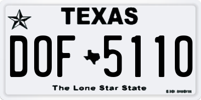TX license plate DOF5110