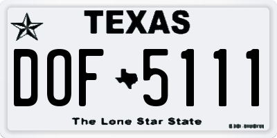 TX license plate DOF5111