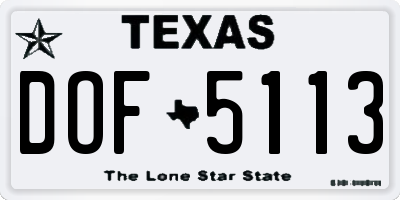TX license plate DOF5113