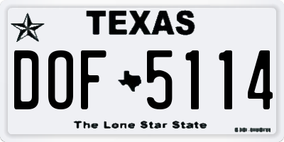 TX license plate DOF5114