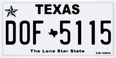 TX license plate DOF5115