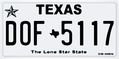 TX license plate DOF5117