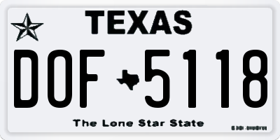 TX license plate DOF5118
