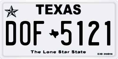 TX license plate DOF5121