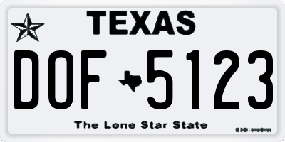TX license plate DOF5123