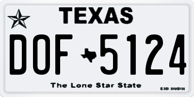 TX license plate DOF5124