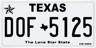 TX license plate DOF5125