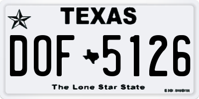 TX license plate DOF5126