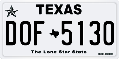 TX license plate DOF5130