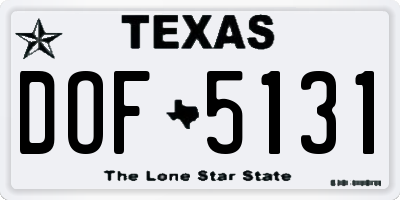 TX license plate DOF5131