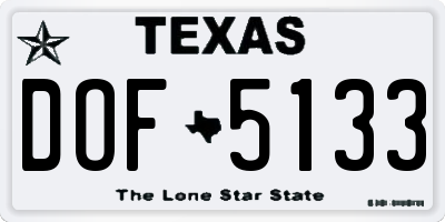 TX license plate DOF5133