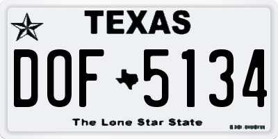 TX license plate DOF5134