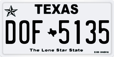 TX license plate DOF5135