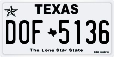 TX license plate DOF5136