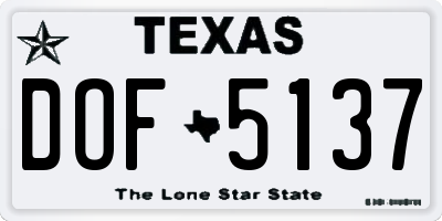 TX license plate DOF5137