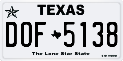 TX license plate DOF5138