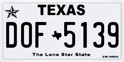 TX license plate DOF5139