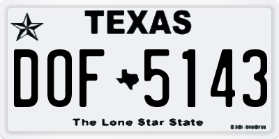 TX license plate DOF5143