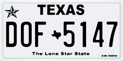 TX license plate DOF5147