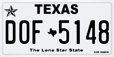 TX license plate DOF5148