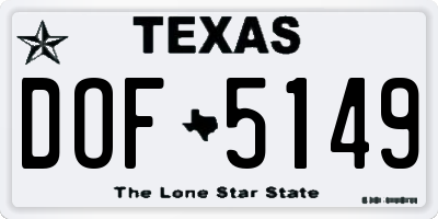 TX license plate DOF5149