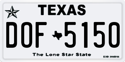 TX license plate DOF5150