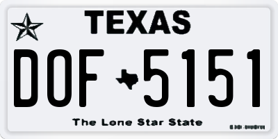TX license plate DOF5151