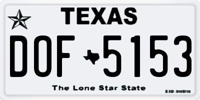 TX license plate DOF5153