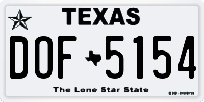 TX license plate DOF5154