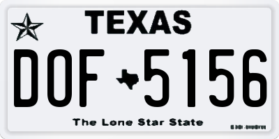 TX license plate DOF5156