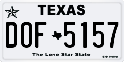 TX license plate DOF5157