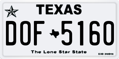 TX license plate DOF5160