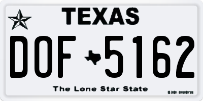 TX license plate DOF5162