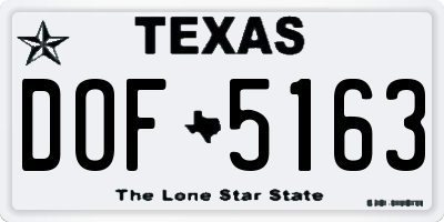 TX license plate DOF5163