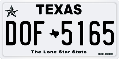 TX license plate DOF5165