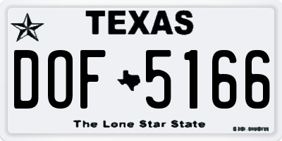 TX license plate DOF5166