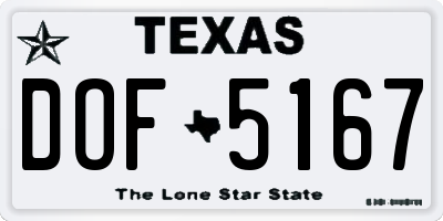 TX license plate DOF5167