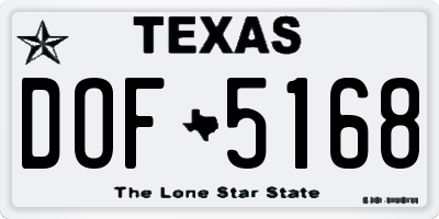 TX license plate DOF5168