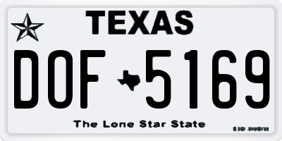 TX license plate DOF5169