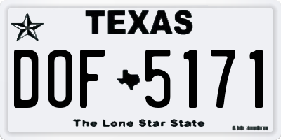TX license plate DOF5171