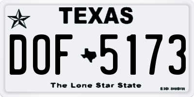 TX license plate DOF5173