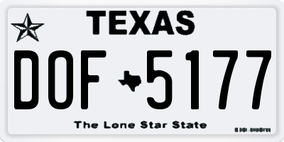 TX license plate DOF5177