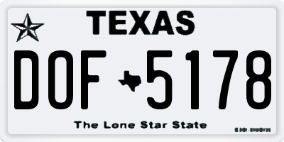 TX license plate DOF5178
