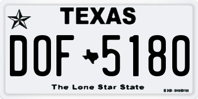 TX license plate DOF5180
