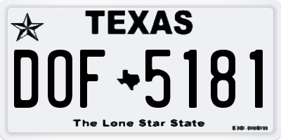 TX license plate DOF5181