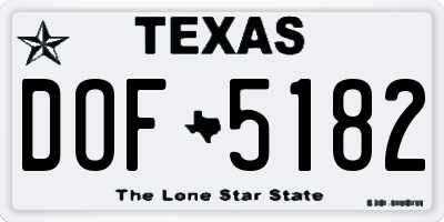 TX license plate DOF5182