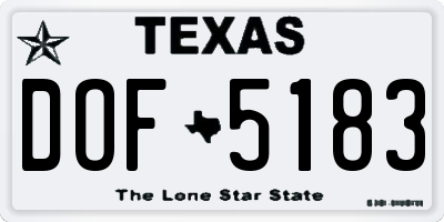 TX license plate DOF5183